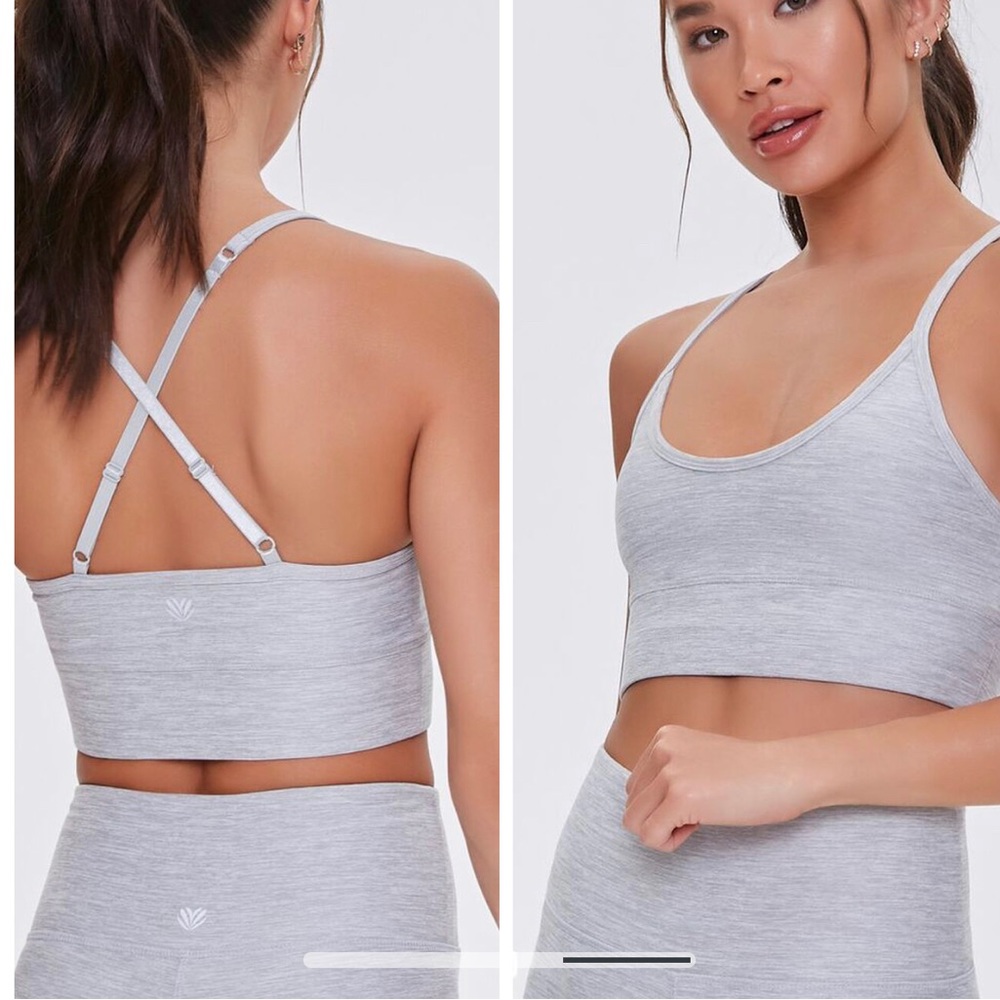 Grey criss cross forever 21 sports bra top